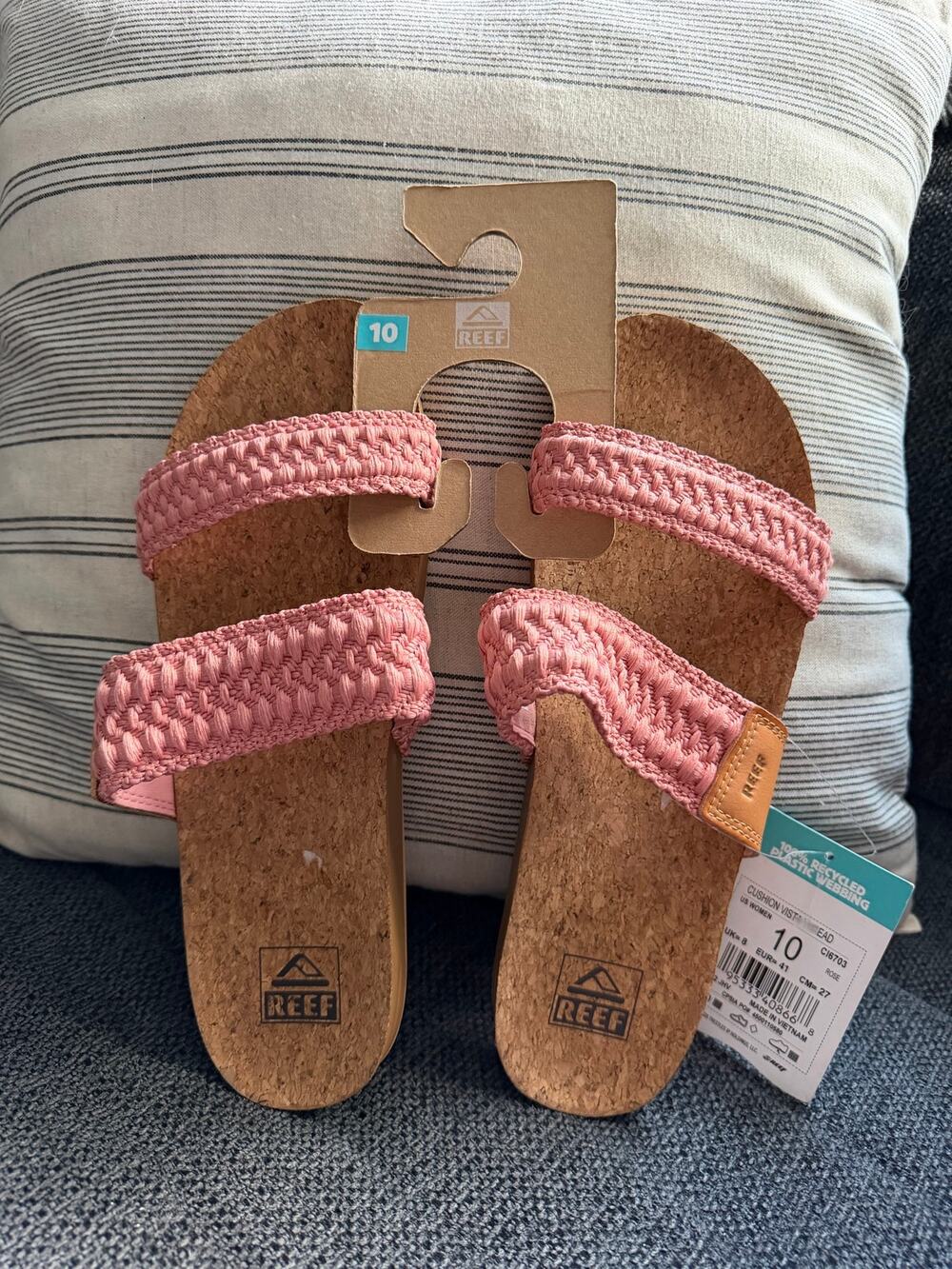 Reef Women's 10 Woven Nylon Cork Slides